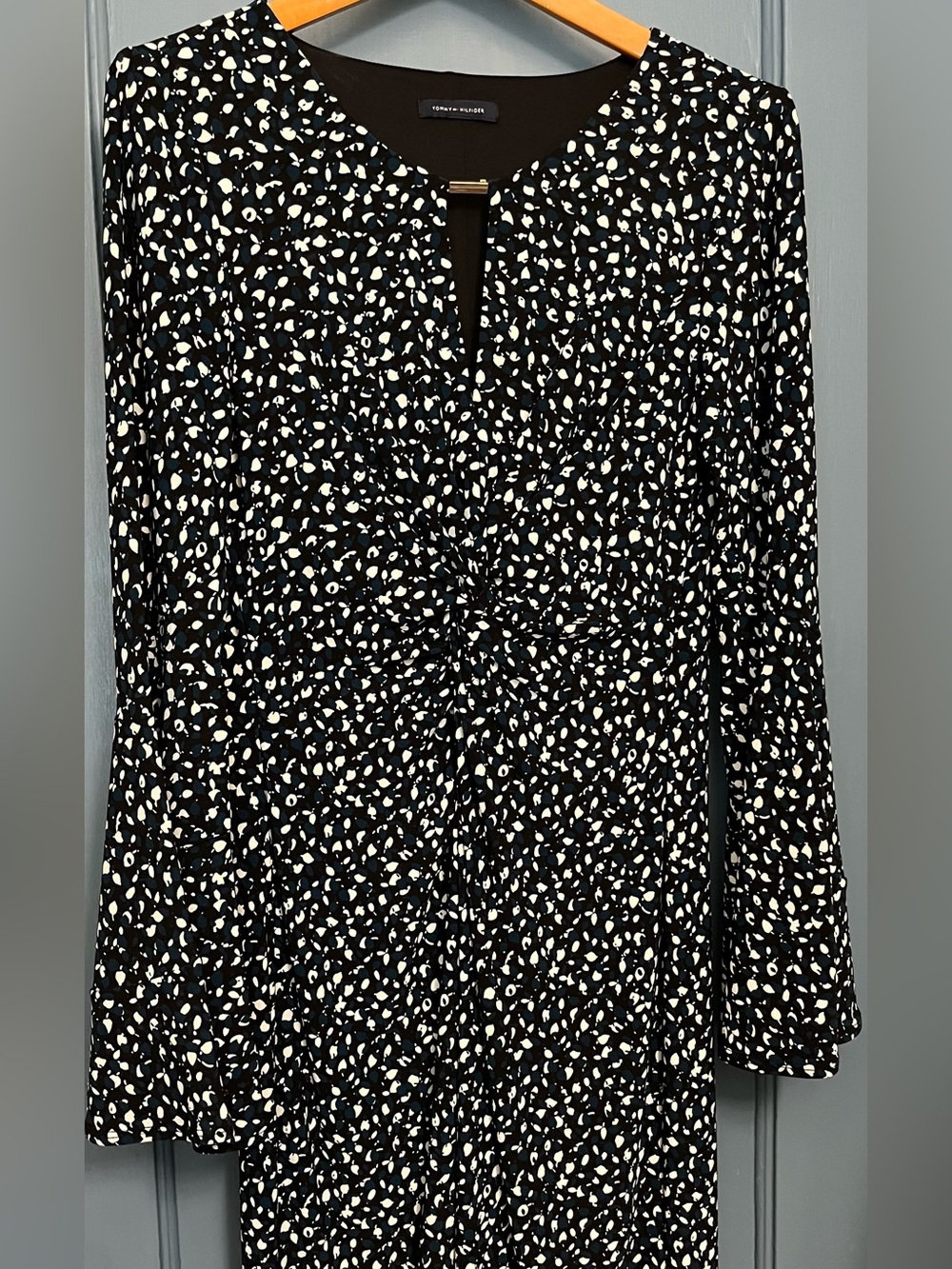 Tommy Hilfiger Black and White Long Sleeve Printed Dress